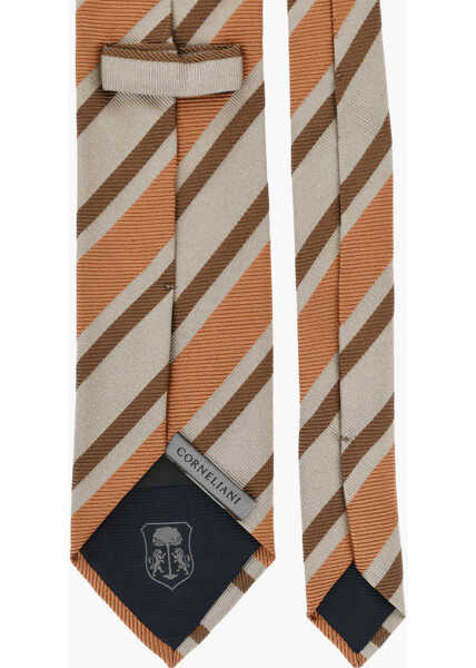 Cravate CORNELIANI Regimental Striped Silk Tie Orange Barbati (BM 19476653) 3