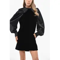 Rochii scurte Max Mara Dama - Rochii scurte Max Mara Velour Zarella Dress With Satin Balloon Sleeves Black Femei (BM 19476671) - B-mall.ro