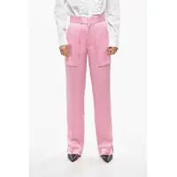Pantaloni casual Satin Adriana Pants With Maxi Pockets Femei