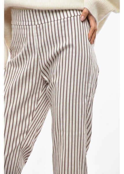 Pantaloni office AVENUE MONTAIGNE High Waist Striped Pants White Femei (BM 19476686) 2