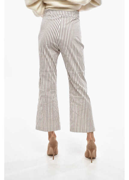 Pantaloni office AVENUE MONTAIGNE High Waist Striped Pants White Femei (BM 19476686) 4