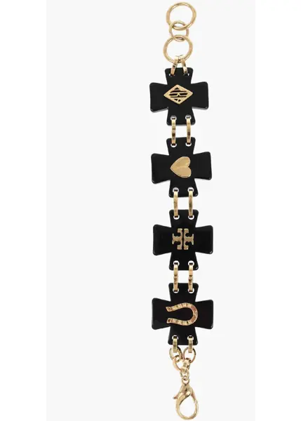 Bratari Tory Burch Two-Tone Til Sim Slover Bracelet With Golden Details Black Femei (BM 19476695) 2