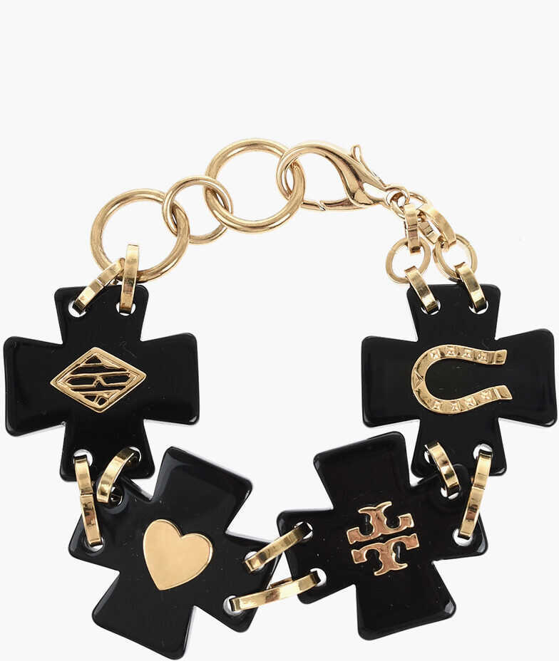Bratari Tory Burch Two-Tone Til Sim Slover Bracelet With Golden Details Black Femei (BM 19476695) 1