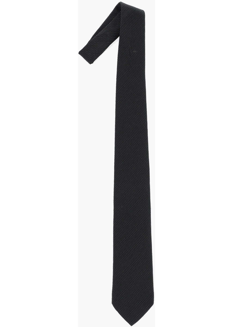 Cravate CORNELIANI Silk Tie With Micro Patterns Black Barbati (BM 19476704) 1