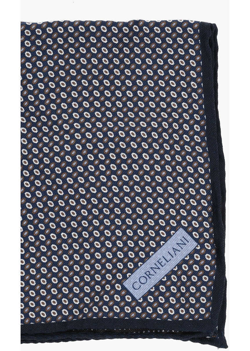 Esarfe CORNELIANI Patterned Silk Pocket Square With Printed Logo Blue Barbati (BM 19476707) 2