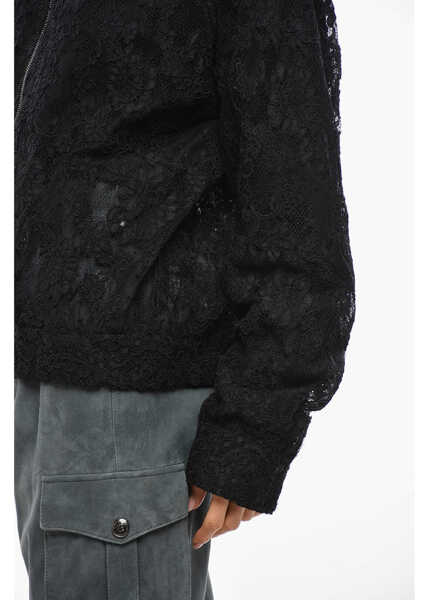 Bomber jacket Ermanno Scervino Lace Full Zip Bomber Jacket Black Femei (BM 19476773) 2