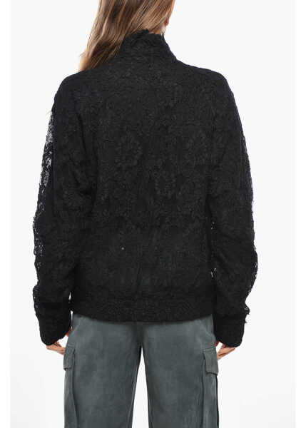 Bomber jacket Ermanno Scervino Lace Full Zip Bomber Jacket Black Femei (BM 19476773) 3