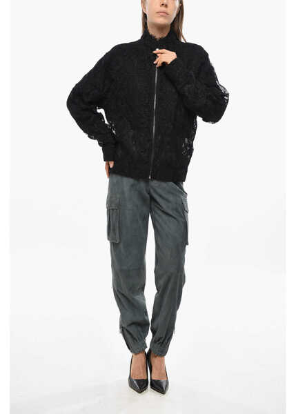 Bomber jacket Ermanno Scervino Lace Full Zip Bomber Jacket Black Femei (BM 19476773) 4