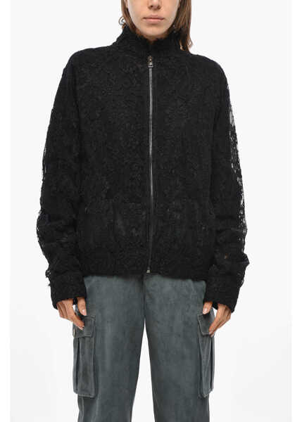 Bomber jacket Ermanno Scervino Lace Full Zip Bomber Jacket Black Femei (BM 19476773) 1