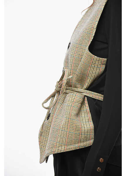 Veste casual Bottega Veneta District Check Wool Vest With Drawstring Yellow Femei (BM 19476788) 2