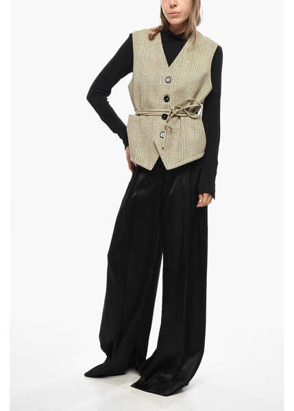 Veste casual Bottega Veneta District Check Wool Vest With Drawstring Yellow Femei (BM 19476788) 4