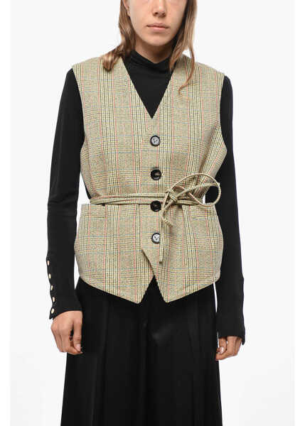 Veste casual Bottega Veneta District Check Wool Vest With Drawstring Yellow Femei (BM 19476788) 1