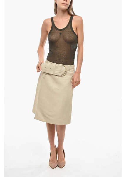 Fuste lungi Burberry Wrap Midi Skirt With Maxi Belt Beige Femei (BM 19476794) 4