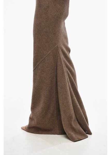 Fuste lungi Rick Owens Wool Cloth Pencil Skirt With Flared Bottom Brown Femei (BM 19476818) 2