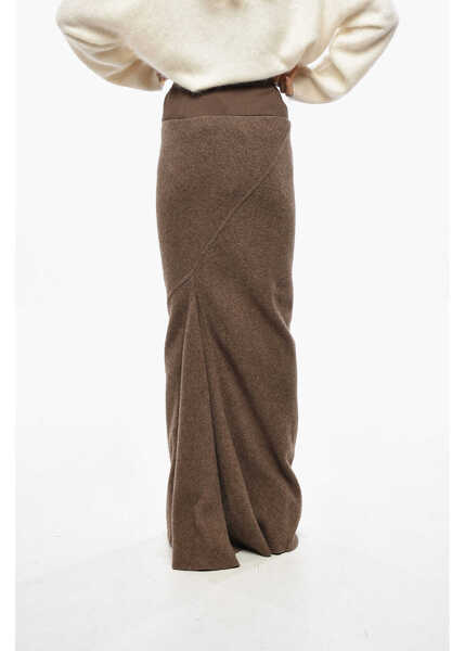 Fuste lungi Rick Owens Wool Cloth Pencil Skirt With Flared Bottom Brown Femei (BM 19476818) 3