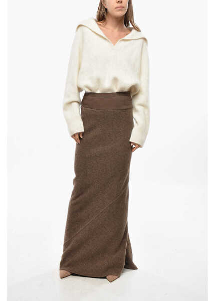 Fuste lungi Rick Owens Wool Cloth Pencil Skirt With Flared Bottom Brown Femei (BM 19476818) 4