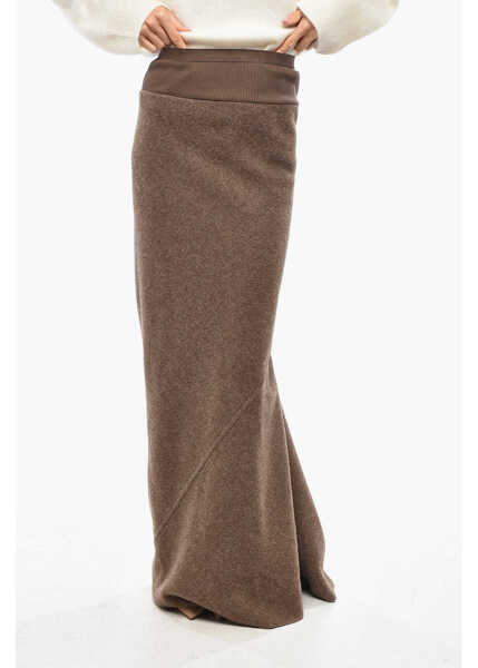 Fuste lungi Rick Owens Wool Cloth Pencil Skirt With Flared Bottom Brown Femei (BM 19476818) 1