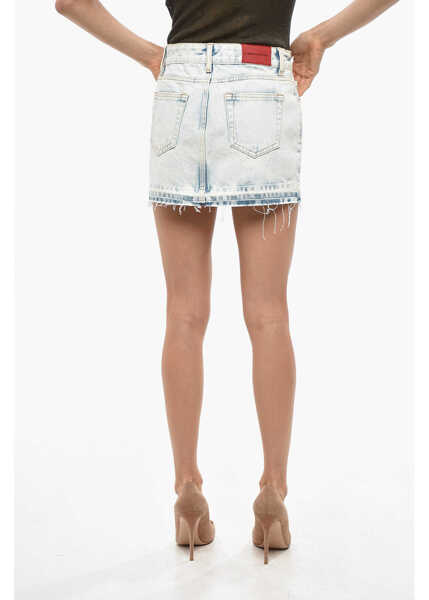 Fuste scurte Alessandra Rich Denim Miniskirt With Studs Light Blue Femei (BM 19476827) 3