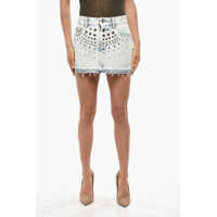 Fuste scurte Denim Miniskirt With Studs Femei