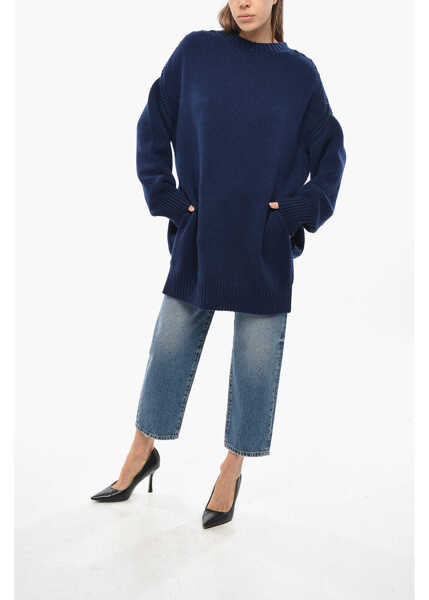 Pulovere SA SU PHI Cashmere Crew-Neck Sweater Blue Femei (BM 19476830) 4