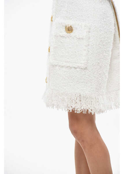 Fuste scurte Balmain Tweed Skirt With Jewel Buttons White Femei (BM 19476842) 2