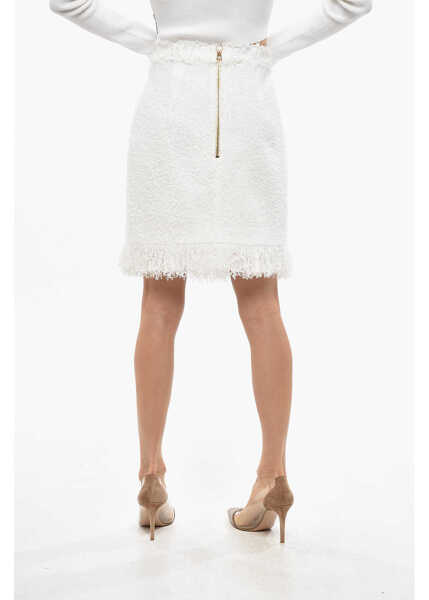 Fuste scurte Balmain Tweed Skirt With Jewel Buttons White Femei (BM 19476842) 4