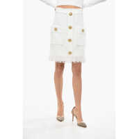 Fuste scurte Tweed Skirt With Jewel Buttons Femei