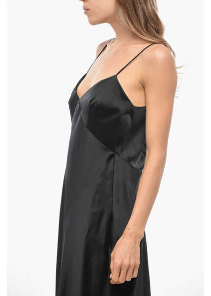 Rochii lungi Max Mara Silk Satin Riccio Slip Dress Black Femei (BM 19476854) 2
