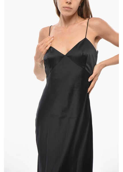 Rochii lungi Max Mara Silk Satin Riccio Slip Dress Black Femei (BM 19476854) 4