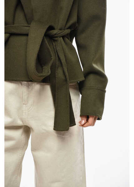 Paltoane SA SU PHI Cashmere Blend Valentina Coat With Belt Military Green Femei (BM 19476857) 2