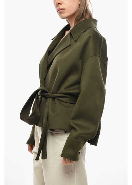 Paltoane SA SU PHI Cashmere Blend Valentina Coat With Belt Military Green Femei (BM 19476857) 3