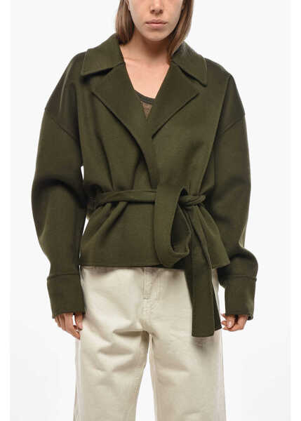 Paltoane SA SU PHI Cashmere Blend Valentina Coat With Belt Military Green Femei (BM 19476857) 1