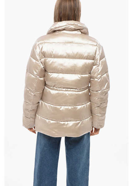 Jachete Calvin Klein Quilted Jacket With Drawstringed Waist Beige Femei (BM 19476860) 3