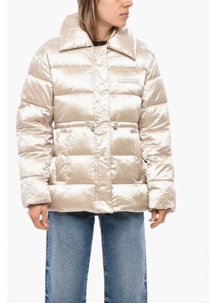 Jachete Calvin Klein Quilted Jacket With Drawstringed Waist Beige Femei (BM 19476860) 1