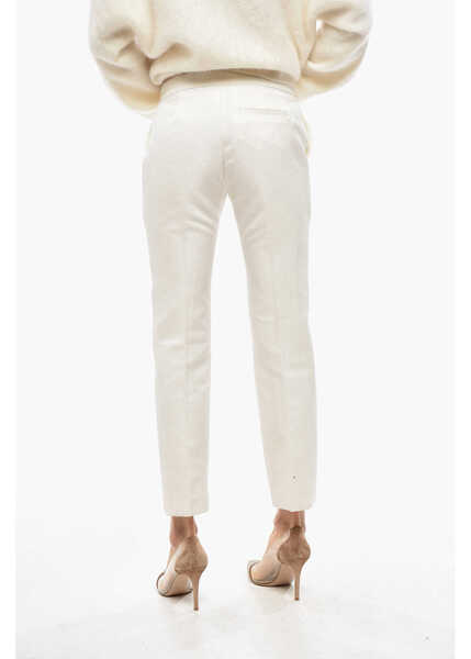 Pantaloni office SA SU PHI Wool Blend Angela Cigarette Pants White Femei (BM 19476881) 3