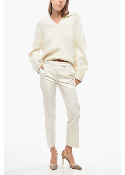 Pantaloni office SA SU PHI Wool Blend Angela Cigarette Pants White Femei (BM 19476881) 4