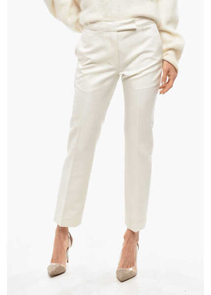 Pantaloni office SA SU PHI Wool Blend Angela Cigarette Pants White Femei (BM 19476881) 1