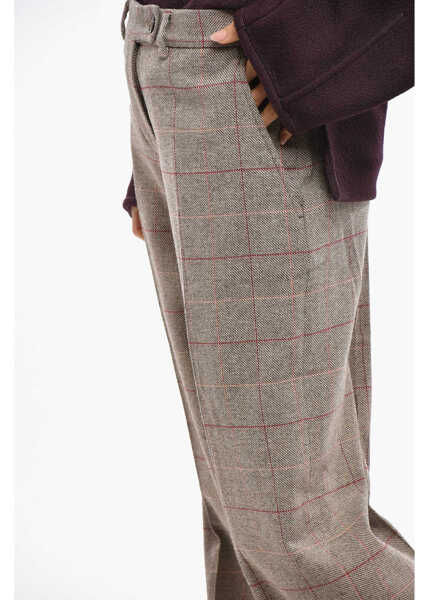 Pantaloni office FORTELA Cotton And Wool Blend District Check Juliana Pants Beige Femei (BM 19476884) 2