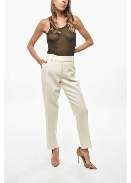 Pantaloni casual Ermanno Scervino Wool Cloth Chinos Pants White Femei (BM 19477976) 3