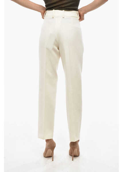 Pantaloni casual Ermanno Scervino Wool Cloth Chinos Pants White Femei (BM 19477976) 4