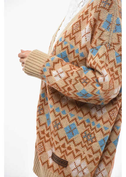 Cardigane DSQUARED2 Argyle Motif Maxi Cardigan With Heart Shaped Cut Out Detail Multicolor Femei (BM 19478009) 2