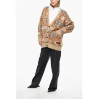 Cardigane DSQUARED2 Dama - Cardigane DSQUARED2 Argyle Motif Maxi Cardigan With Heart Shaped Cut Out Detail Multicolor Femei (BM 19478009) - B-mall.ro