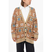 Cardigane Argyle Motif Maxi Cardigan With Heart Shaped Cut Out Detail Femei