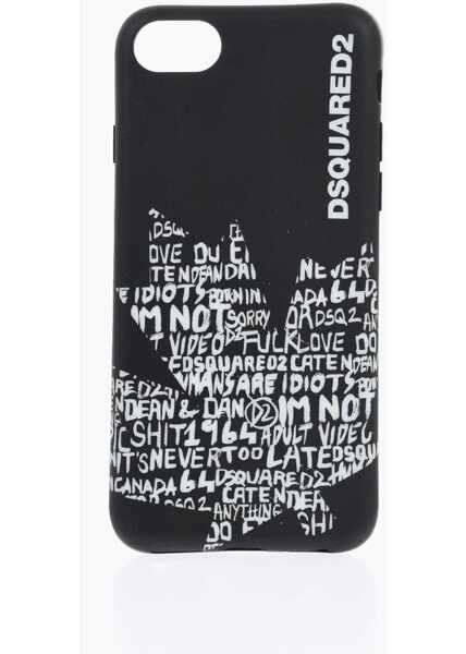 Huse mobil & tablete DSQUARED2 Logoed Detail Leaf Iphone 8 Plus Case Black Barbati (BM 19478021) 1
