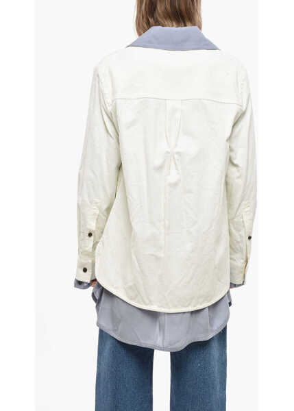 Camasi casual Bottega Veneta Double-Layered Relaxed Fit Shirt With Breast-Pocket White Femei (BM 19478024) 3