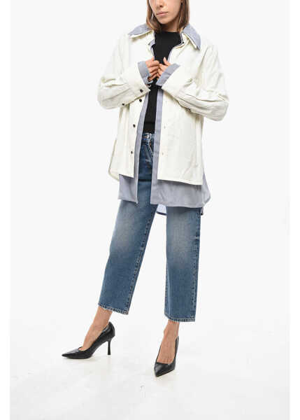 Camasi casual Bottega Veneta Double-Layered Relaxed Fit Shirt With Breast-Pocket White Femei (BM 19478024) 4