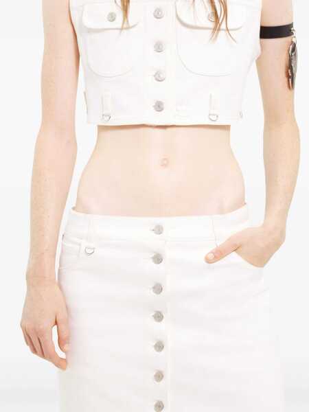 Fuste casual COURRGES Denim A-Line Skirt With Front Buttoning White Femei (BM 19478033) 5