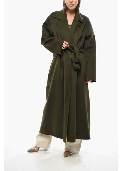Paltoane SA SU PHI Cashmere Blend Caroline Coat With Belt Military Green Femei (BM 19478036) 4
