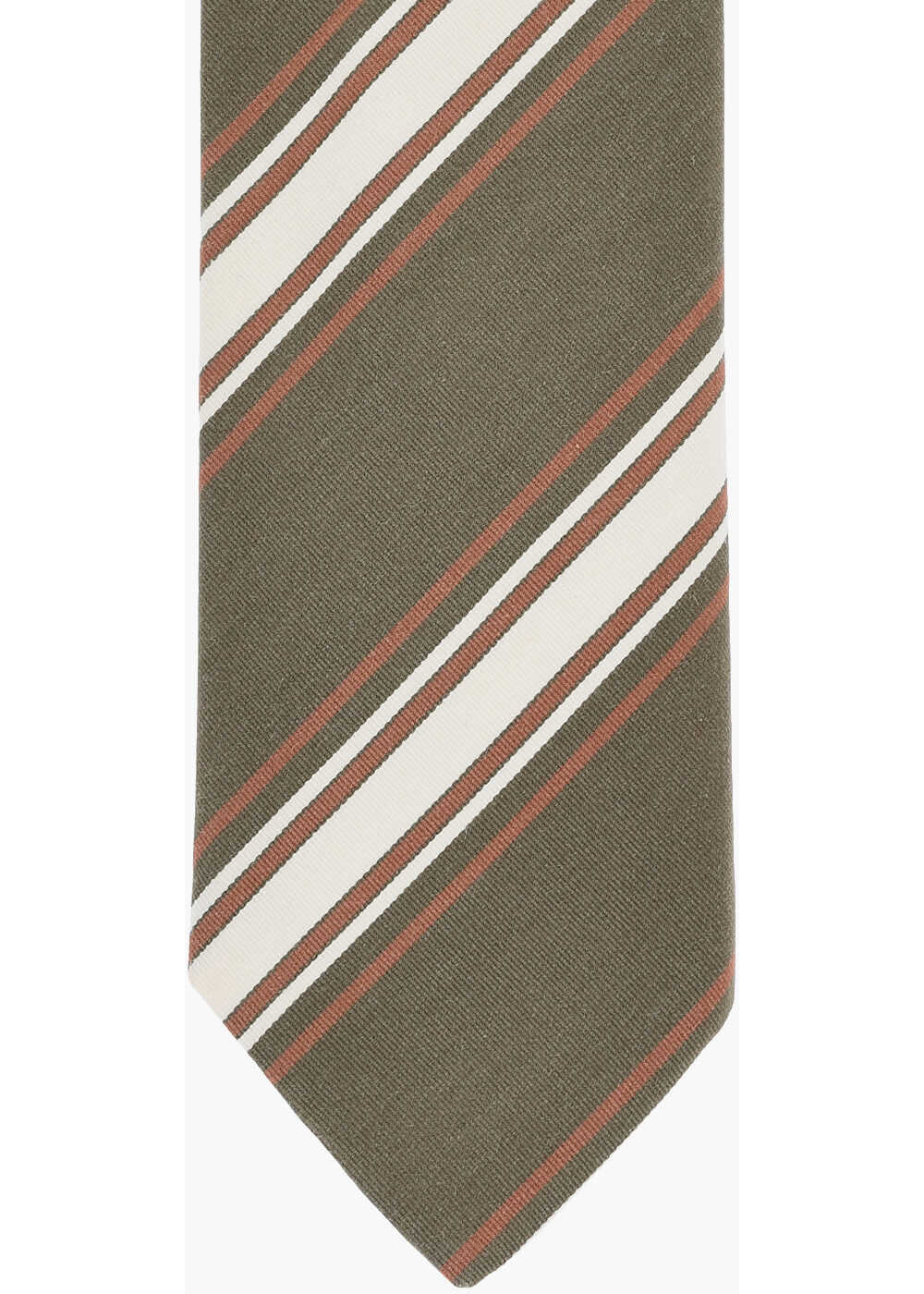 Cravate CORNELIANI Regimental Striped Cotton And Silk Tie Military Green Barbati (BM 19478039) 2