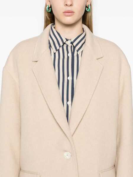 Paltoane Isabel Marant Oversized Efezia Cashmere Blend Coat With Flap Pockets Beige Femei (BM 19478066) 5